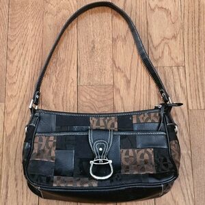 Black and Brown Patchwork Shoulder Bag